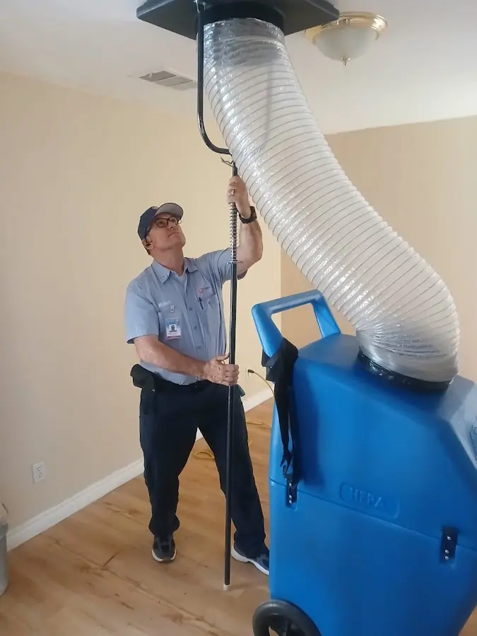 Mini Split Installation technician using HEPA equipment in Ormond Beach